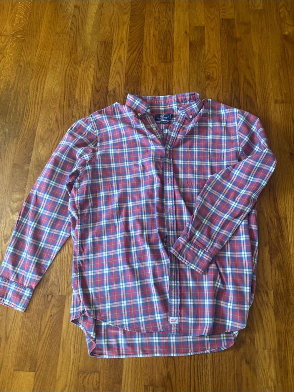 Vineyard Vines Red and Blue Plaid Button-Down Shirt